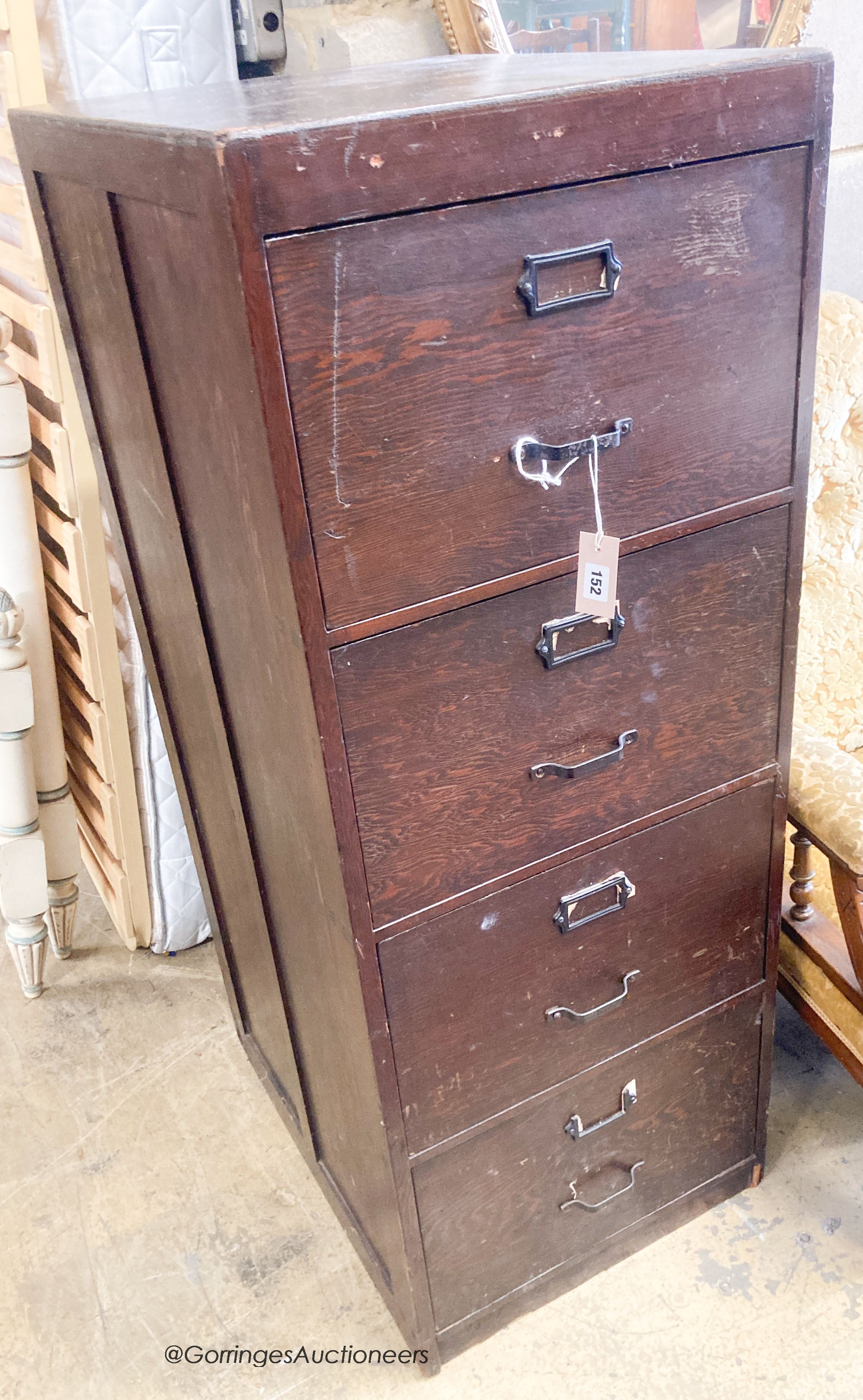 A George VI RAF Taverton pine filing cabinet, width 50cm, depth 64cm, height 131cm